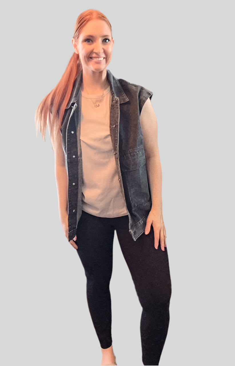 FADED DENIM BUTTON UP VEST