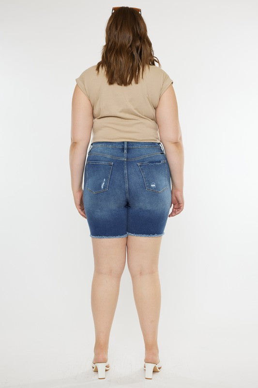 Curvy High Rise Button Down Shorts