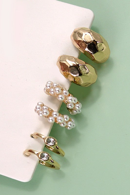 Trio Diamond Cut Earring Set