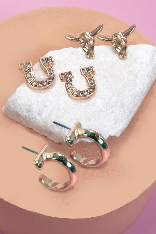 Trio Western Earring Set