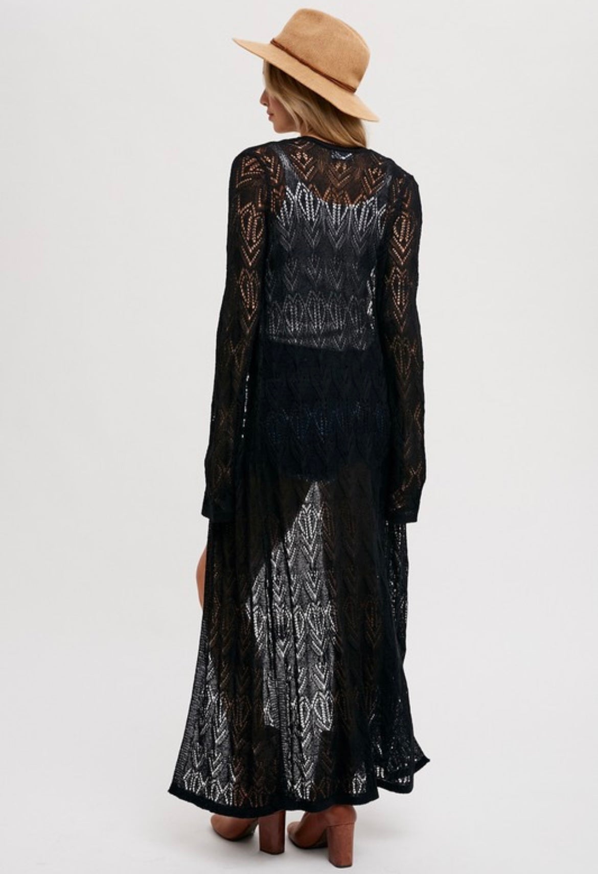 Pointelle Knit Maxi Duster