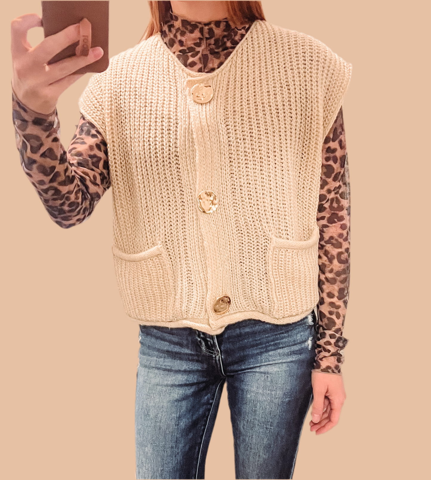 Button Front Sweater Vest