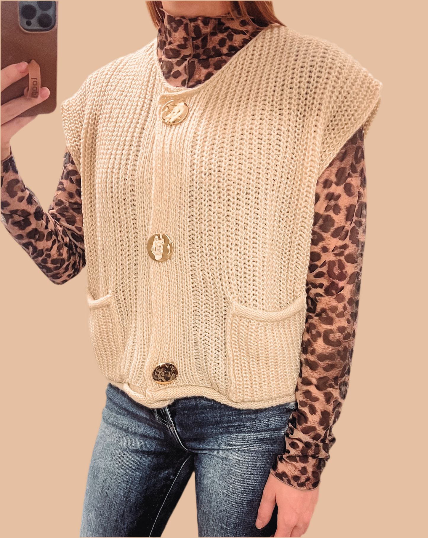 Button Front Sweater Vest