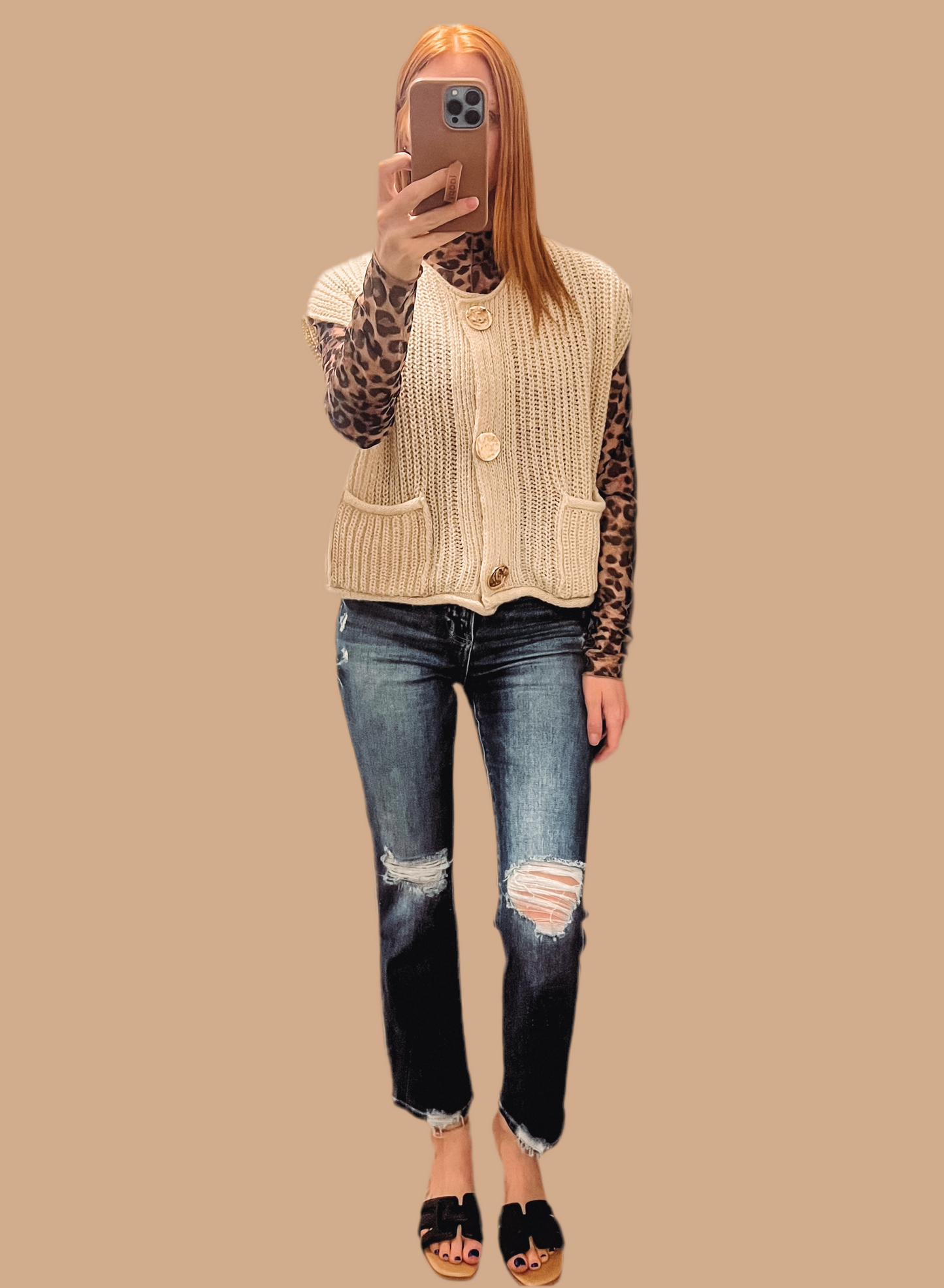 Button Front Sweater Vest