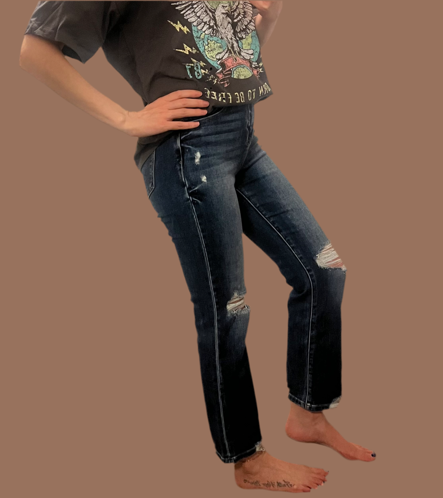High Rise Crop Straight Jeans