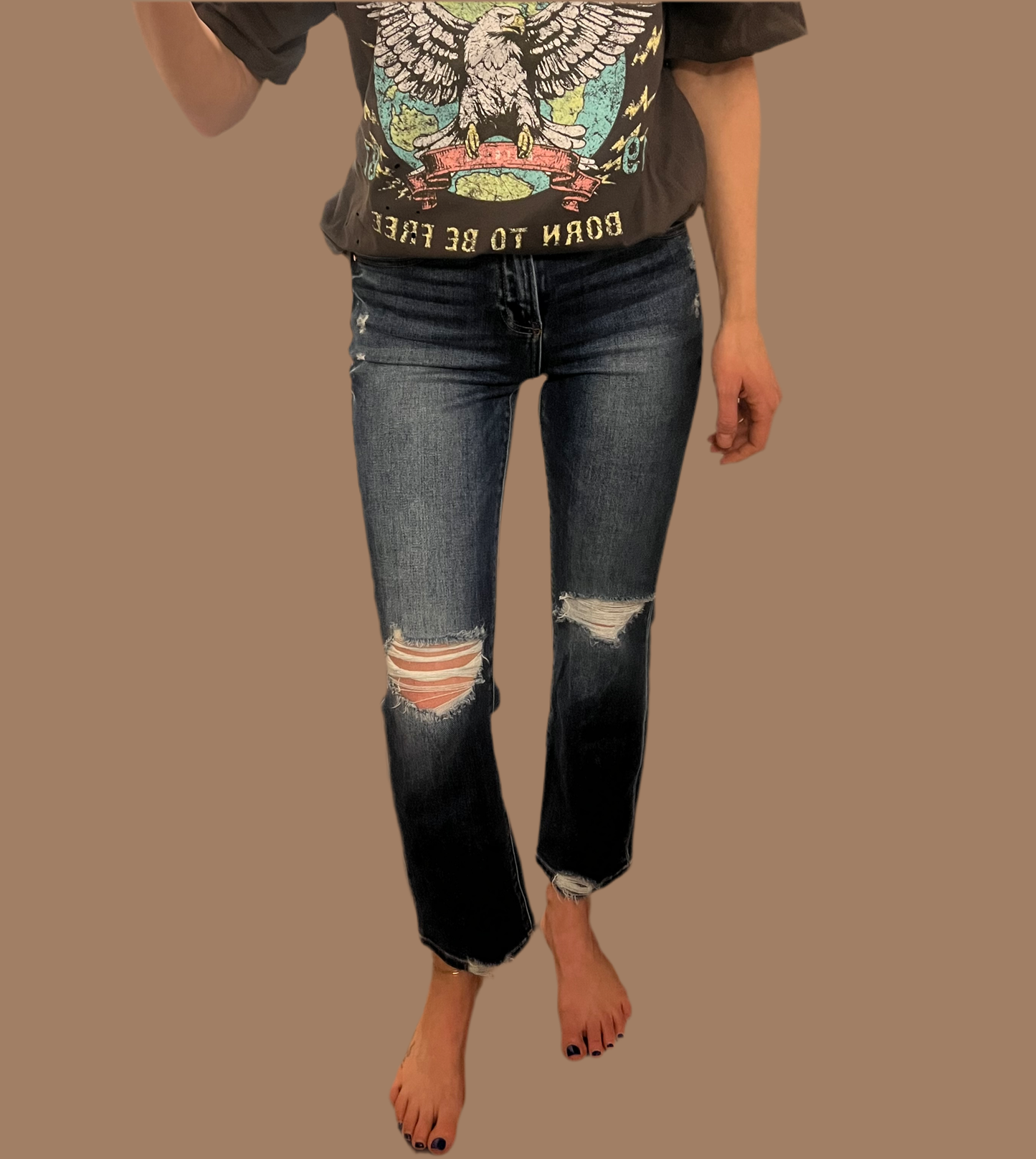 High Rise Crop Straight Jeans