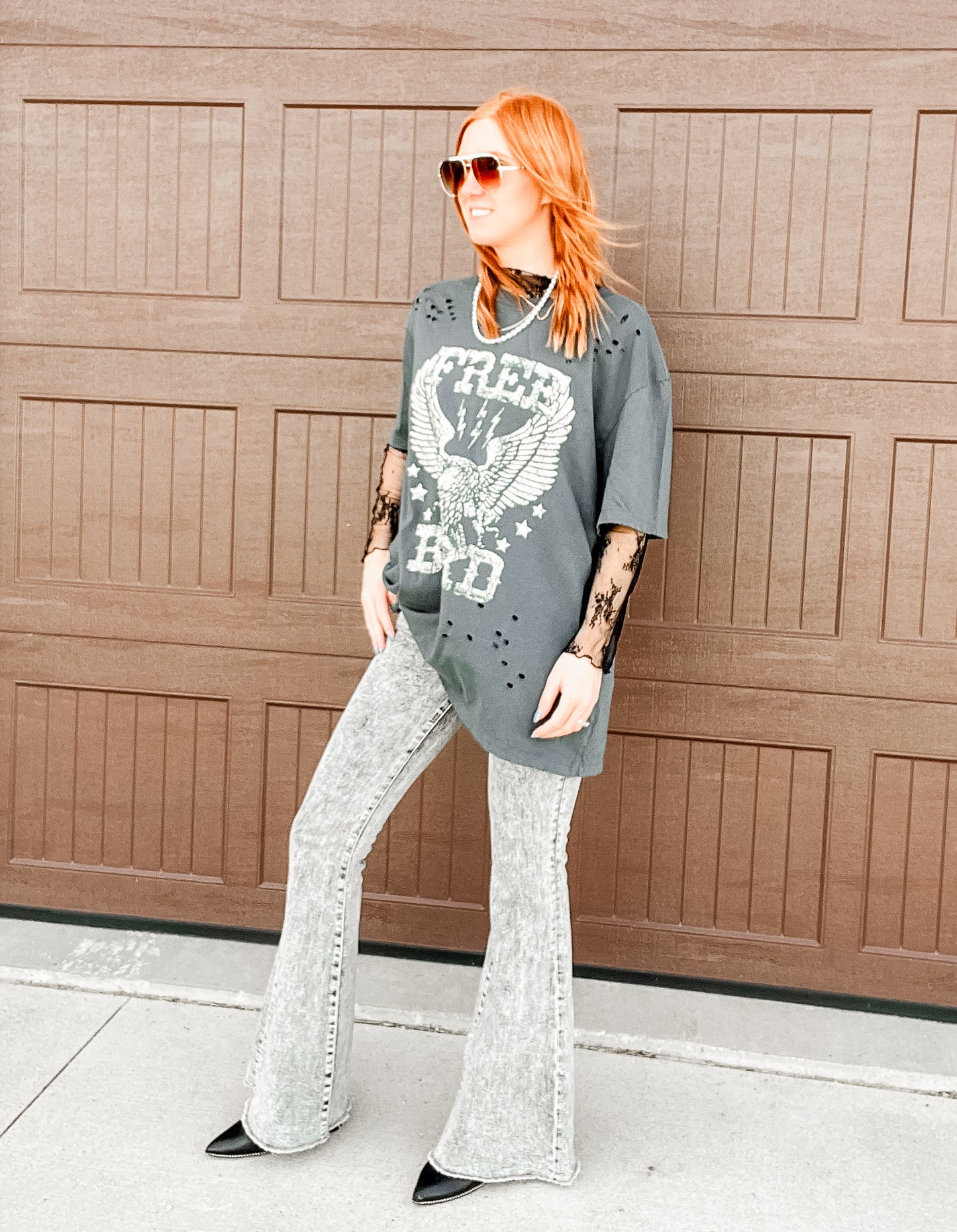 Lainey Acid Wash Flare Jeans