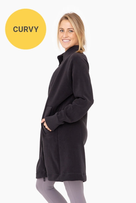 Curvy Longline Microfleece Jacket