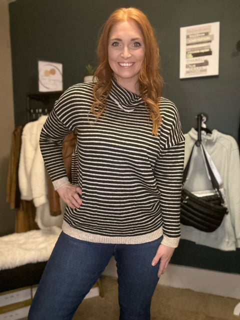 Sara Striped Turtleneck Sweater