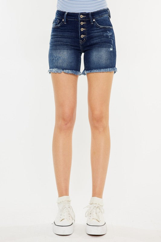 Mid-rise Button Fly Shorts