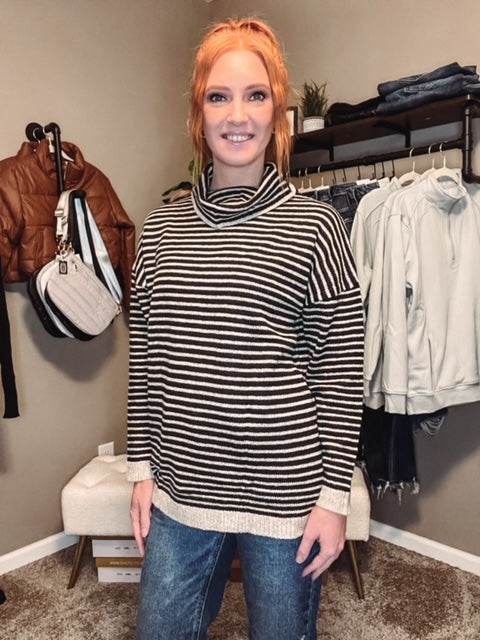 Sara Striped Turtleneck Sweater